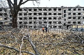 Aftermath of overnight Russian air strike in Zaporizhzhia