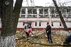 Aftermath of overnight Russian air strike in Zaporizhzhia