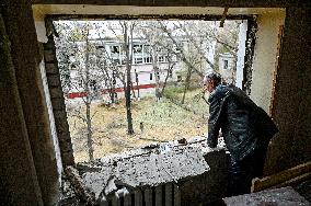 Aftermath of overnight Russian air strike in Zaporizhzhia