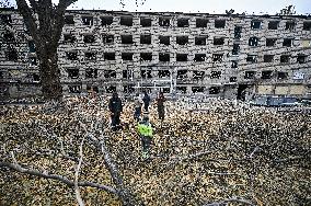 Aftermath of overnight Russian air strike in Zaporizhzhia