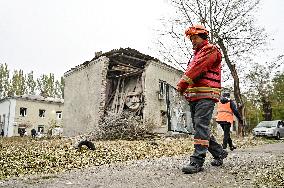 Aftermath of overnight Russian air strike in Zaporizhzhia