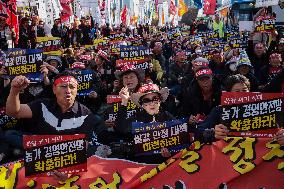 Hundreds Of Farmers Rally In Yeouido Demanding Agricultural Reform