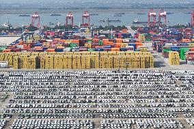 Volvo Cars at A Port on the Yangtze River in Nanjing