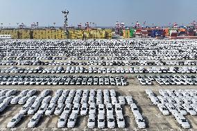 Volvo Cars at A Port on the Yangtze River in Nanjing