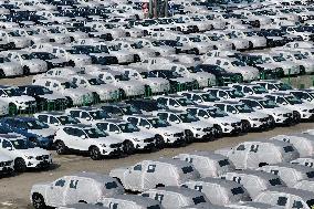 Volvo Cars at A Port on the Yangtze River in Nanjing