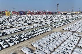 Volvo Cars at A Port on the Yangtze River in Nanjing