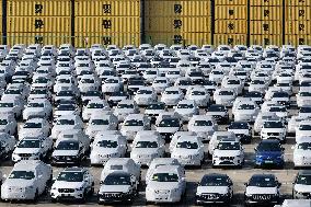 Volvo Cars at A Port on the Yangtze River in Nanjing