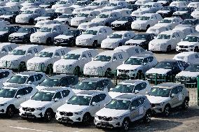 Volvo Cars at A Port on the Yangtze River in Nanjing