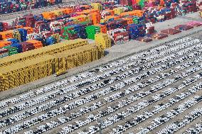 Volvo Cars at A Port on the Yangtze River in Nanjing