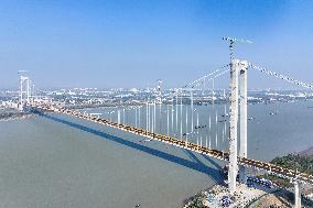 Longtan Yangtze River Bridge Under Construction in Nanjing