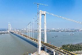 Longtan Yangtze River Bridge Under Construction in Nanjing