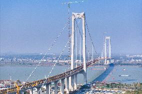 Longtan Yangtze River Bridge Under Construction in Nanjing