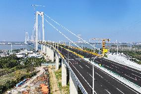 Longtan Yangtze River Bridge Under Construction in Nanjing