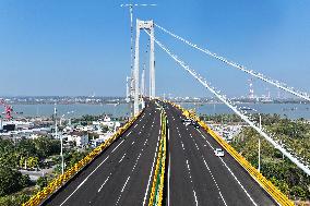 Longtan Yangtze River Bridge Under Construction in Nanjing