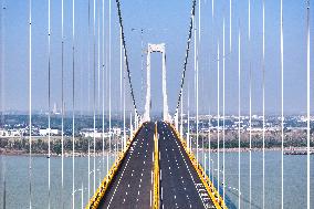 Longtan Yangtze River Bridge Under Construction in Nanjing