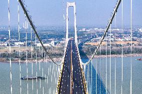 Longtan Yangtze River Bridge Under Construction in Nanjing