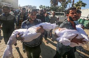 Funeral For Victims Of Israeli Airstrike in Gaza, Palestine