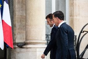 French President Macron Welcomes NATO Secretary General Rutte