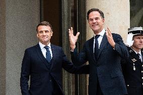 French President Macron Welcomes NATO Secretary General Rutte