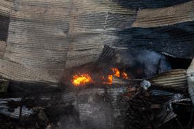 Fire In A Shoe Factory In Dhaka