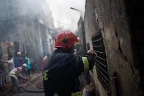 Fire In A Shoe Factory In Dhaka