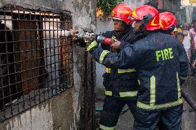 Fire In A Shoe Factory In Dhaka