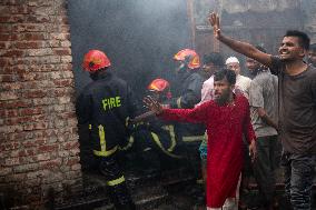 Fire In A Shoe Factory In Dhaka