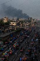 Fire In A Shoe Factory In Dhaka