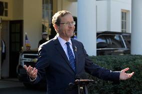 DC: President Herzog Hold A Stakeout Press Conference