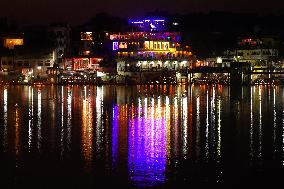 Illuminated View of Holy Lake of Pushkar - India