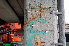 Preparations for the demolition of the Kanama Viaduct