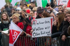 Public Sectors Workers Rally Against Budget Cut In Public Sectors In Duesseldorf