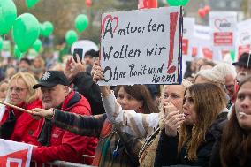 Public Sectors Workers Rally Against Budget Cut In Public Sectors In Duesseldorf