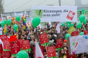 Public Sectors Workers Rally Against Budget Cut In Public Sectors In Duesseldorf