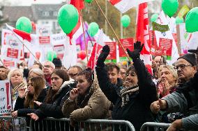 Public Sectors Workers Rally Against Budget Cut In Public Sectors In Duesseldorf