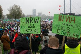 Public Sectors Workers Rally Against Budget Cut In Public Sectors In Duesseldorf