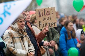 Public Sectors Workers Rally Against Budget Cut In Public Sectors In Duesseldorf