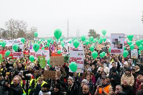 Public Sectors Workers Rally Against Budget Cut In Public Sectors In Duesseldorf