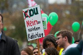 Public Sectors Workers Rally Against Budget Cut In Public Sectors In Duesseldorf