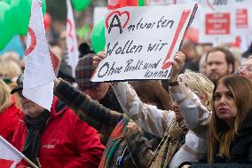 Public Sectors Workers Rally Against Budget Cut In Public Sectors In Duesseldorf