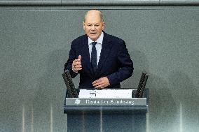 German Chancellor holds a Government Declaration in Bundestag