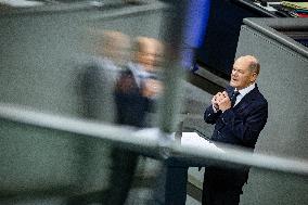 German Chancellor holds a Government Declaration in Bundestag