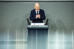 German Chancellor holds a Government Declaration in Bundestag