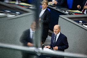 German Chancellor holds a Government Declaration in Bundestag