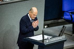 German Chancellor holds a Government Declaration in Bundestag