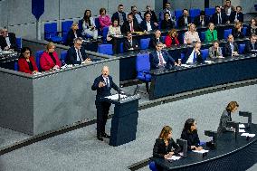 German Chancellor holds a Government Declaration in Bundestag