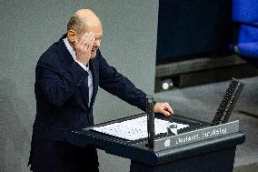 German Chancellor holds a Government Declaration in Bundestag