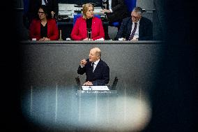 German Chancellor holds a Government Declaration in Bundestag