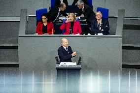 German Chancellor holds a Government Declaration in Bundestag