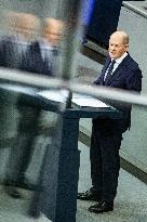 German Chancellor holds a Government Declaration in Bundestag